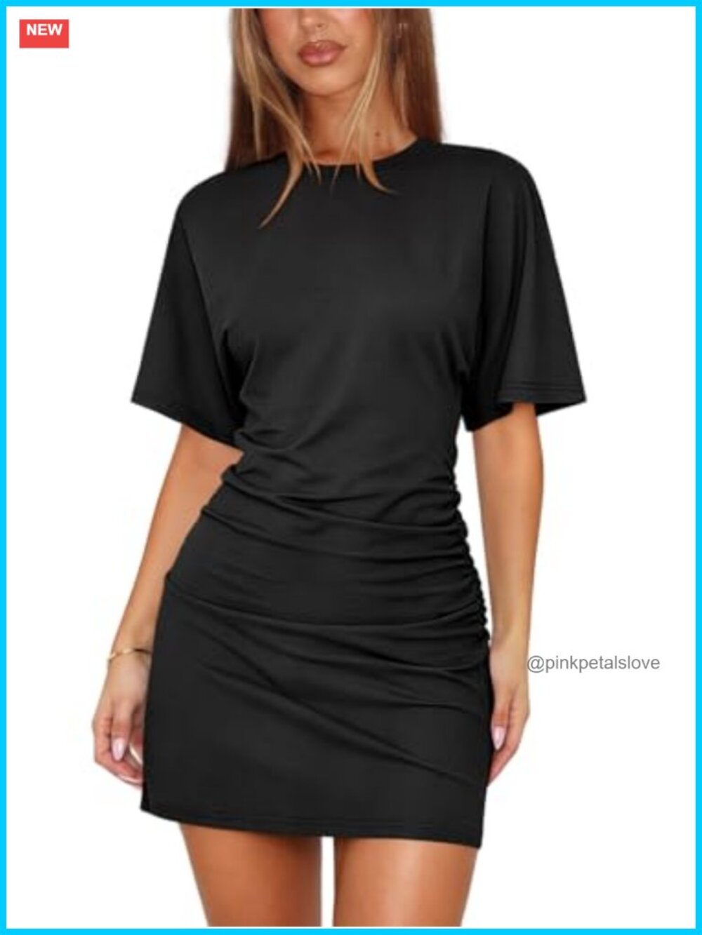 Women's Ruched Waist T Shirt Dress Short Sleeve Mini Casual